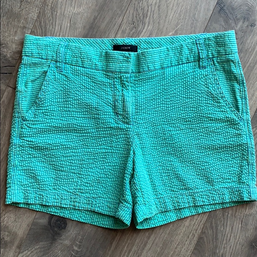 J Crew Seersucker Green and Blue Shorts (6)